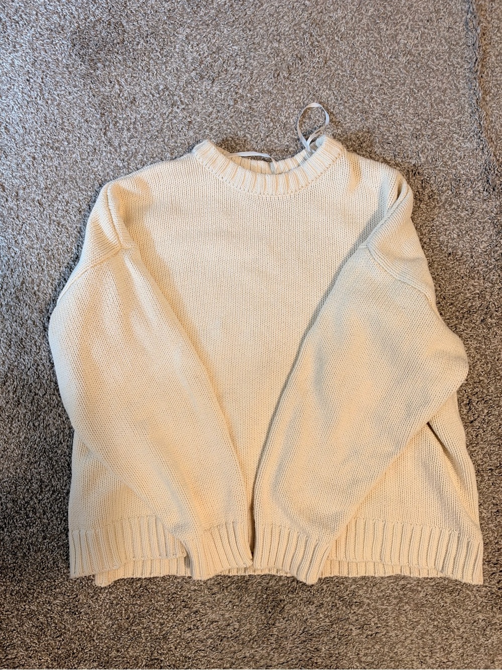Ghanda Cream Crewneck Knit Sweater